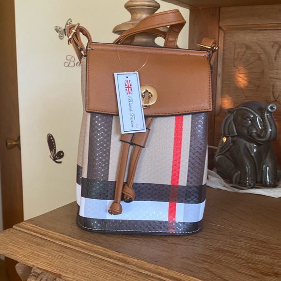 NWT fashion plaid striped backpack purse - Picture 1 of 9